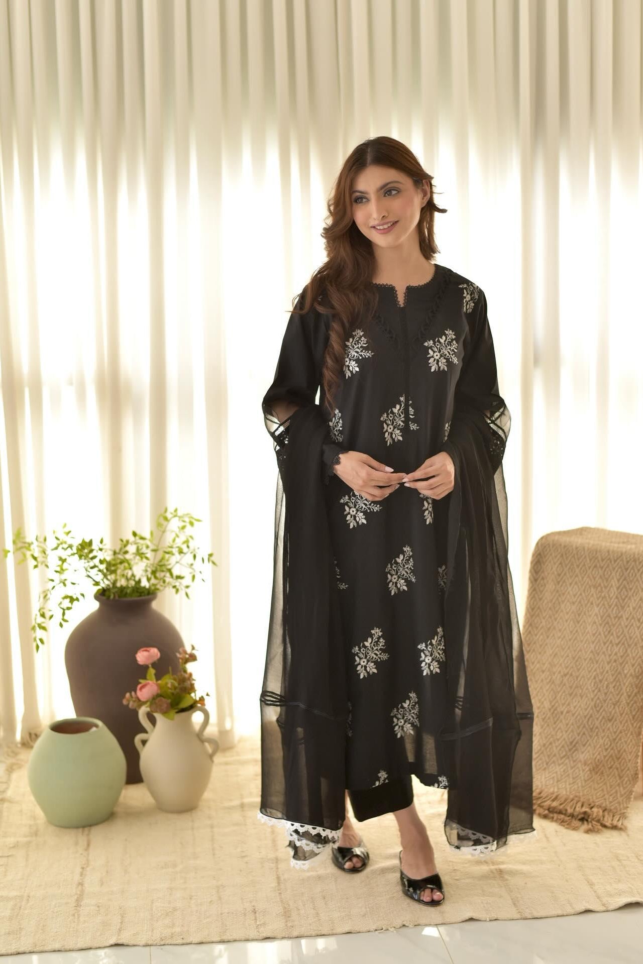 HORIYA LAWN BLACK 3PC