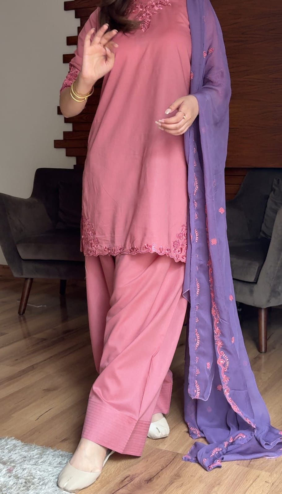 AIRA PINK 3PC ( FARSHI SHALWAR )