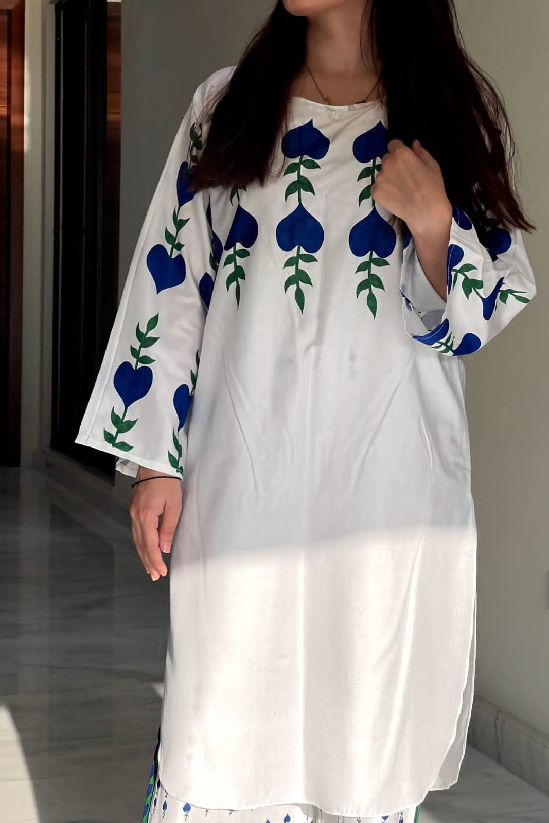 WHITE DOVE DESIGN TWO PIECE SUITS (Premium Lilen)